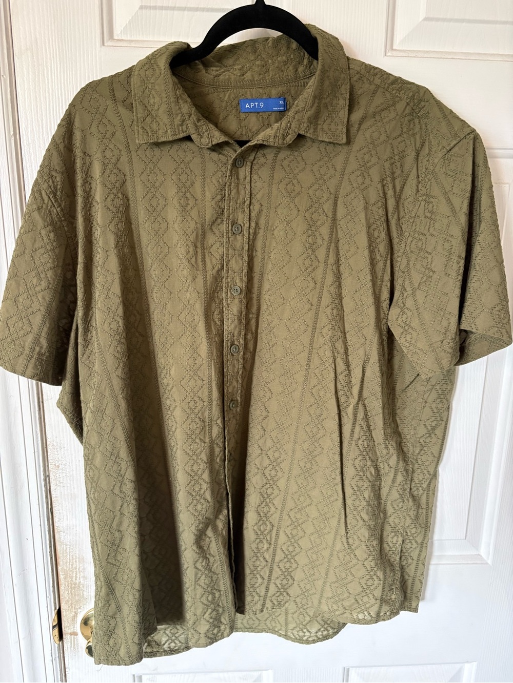 Apt. 9 Olive Textured Short-Sleeve Button-Down Shirt